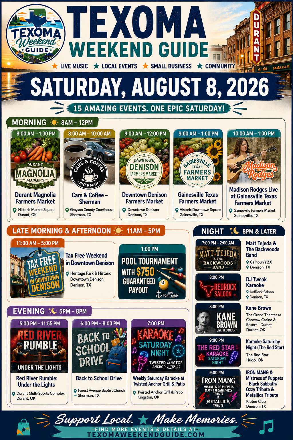 Texoma Weekend Guide Saturday, August 8, 2026 roundup