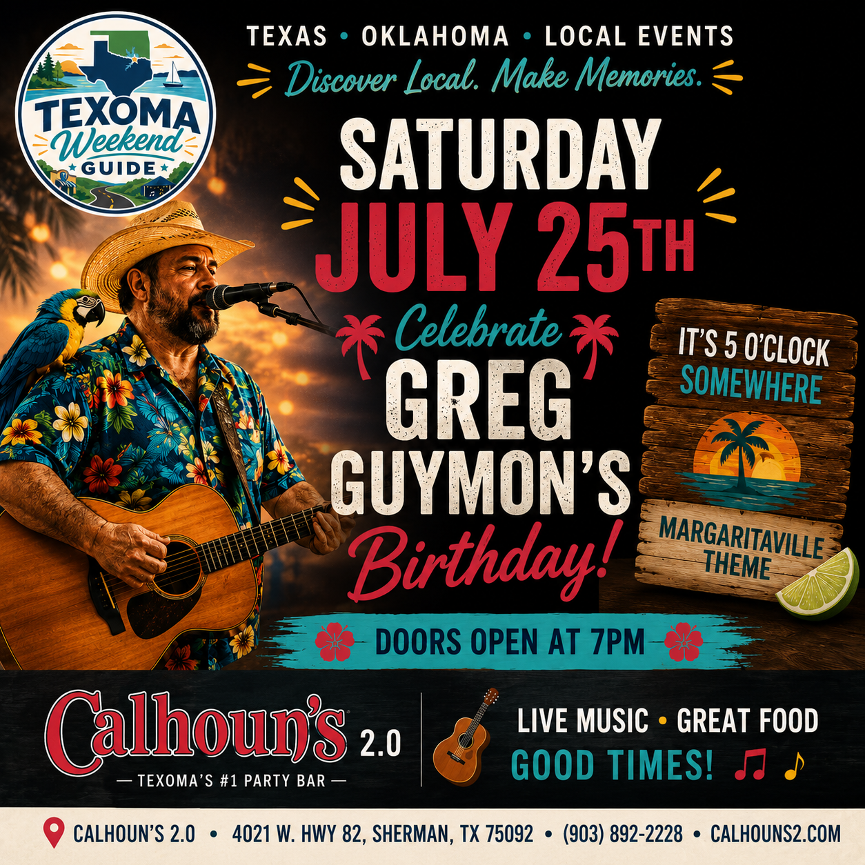 Greg Guymon's Margaritaville Birthday Bash flyer