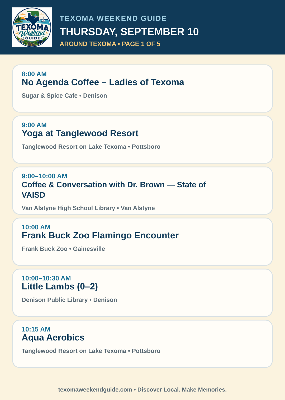 Texoma Weekend Guide Thursday, September 10 roundup — page 1