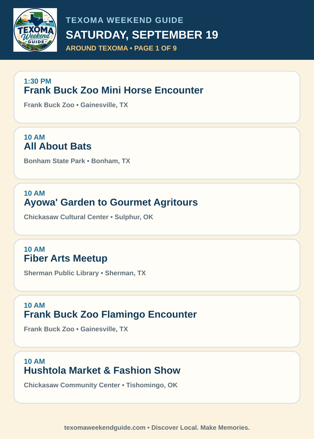 Texoma Weekend Guide Saturday, September 19 roundup — page 1