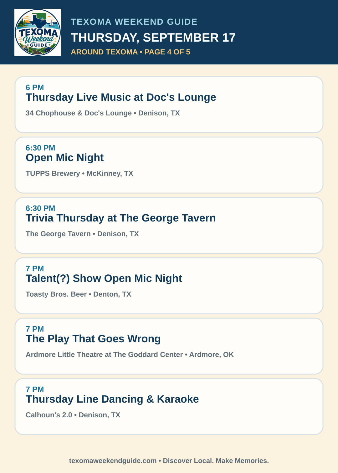 Texoma Weekend Guide Thursday, September 17 roundup — page 4