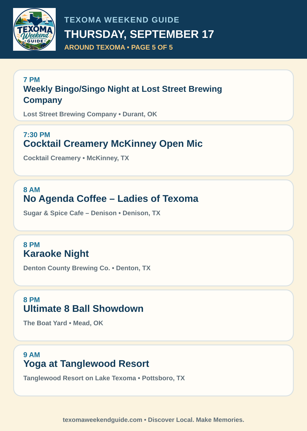 Texoma Weekend Guide Thursday, September 17 roundup — page 5